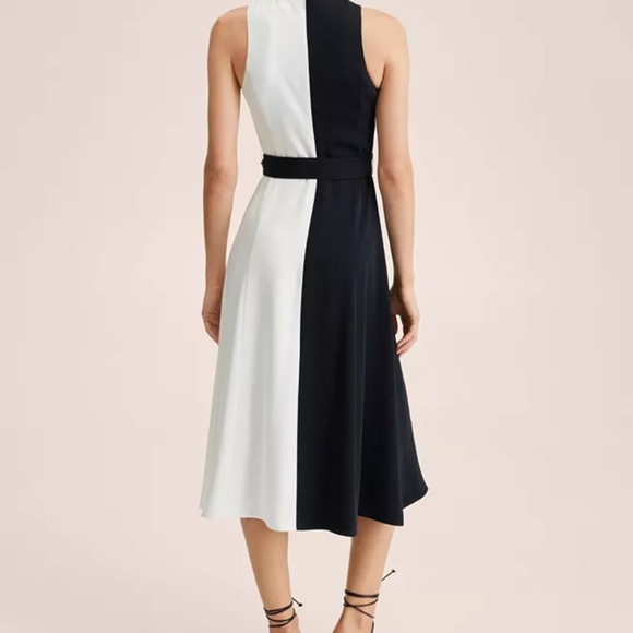 Black and White Two Tone Belt Dress - Picture 10 of 10
